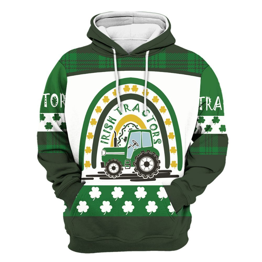 Amare Box Farm Tractor Shirt, Irish Tractors, Custom Name, Patrick's Day, Tractor Clipart, Gift For Farm Lover, Gift For Patrick's Day Unisex Hoodie