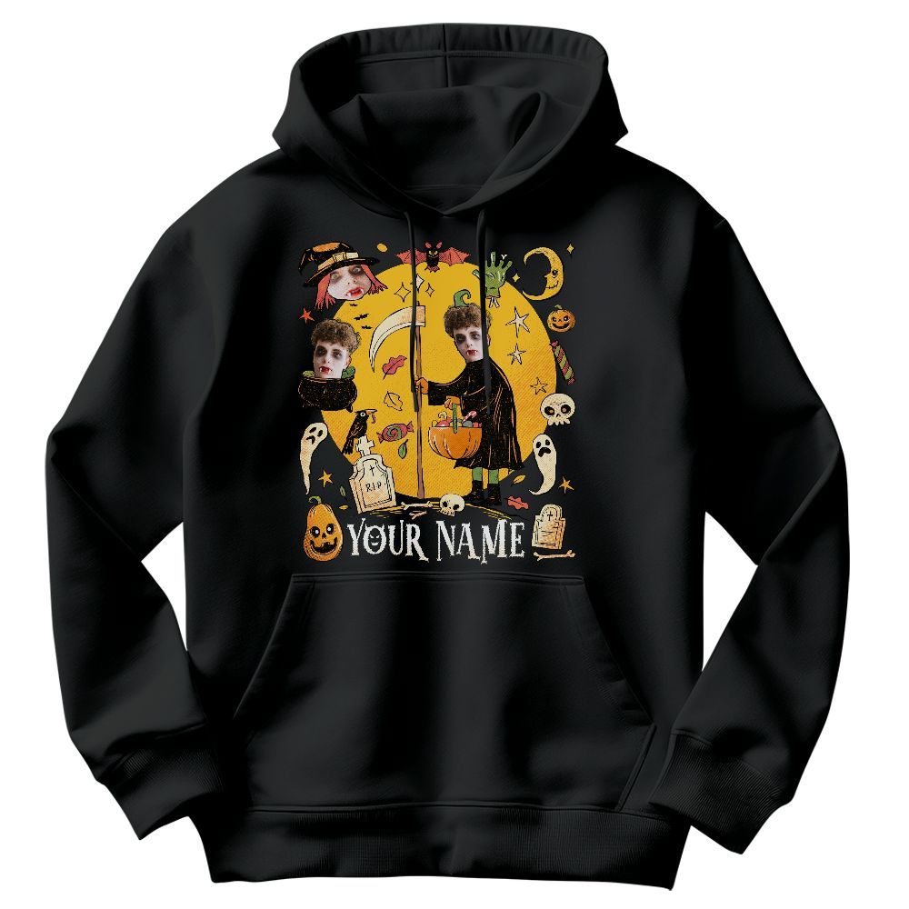 Amare Box Custom Your Own Halloween 90s Bootleg Custom Name, Face Shirt, Retro Vintage Halloween Art Unisex Hoodie