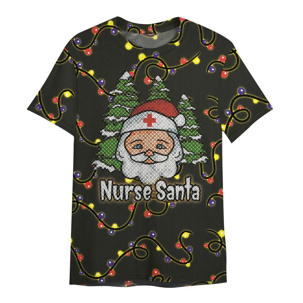 Amare Box Nurse Santa Ugly Christmas, Nurse Neon Light, Nurse Xmas, Gift For Nurse All Over Print Unisex Shirt