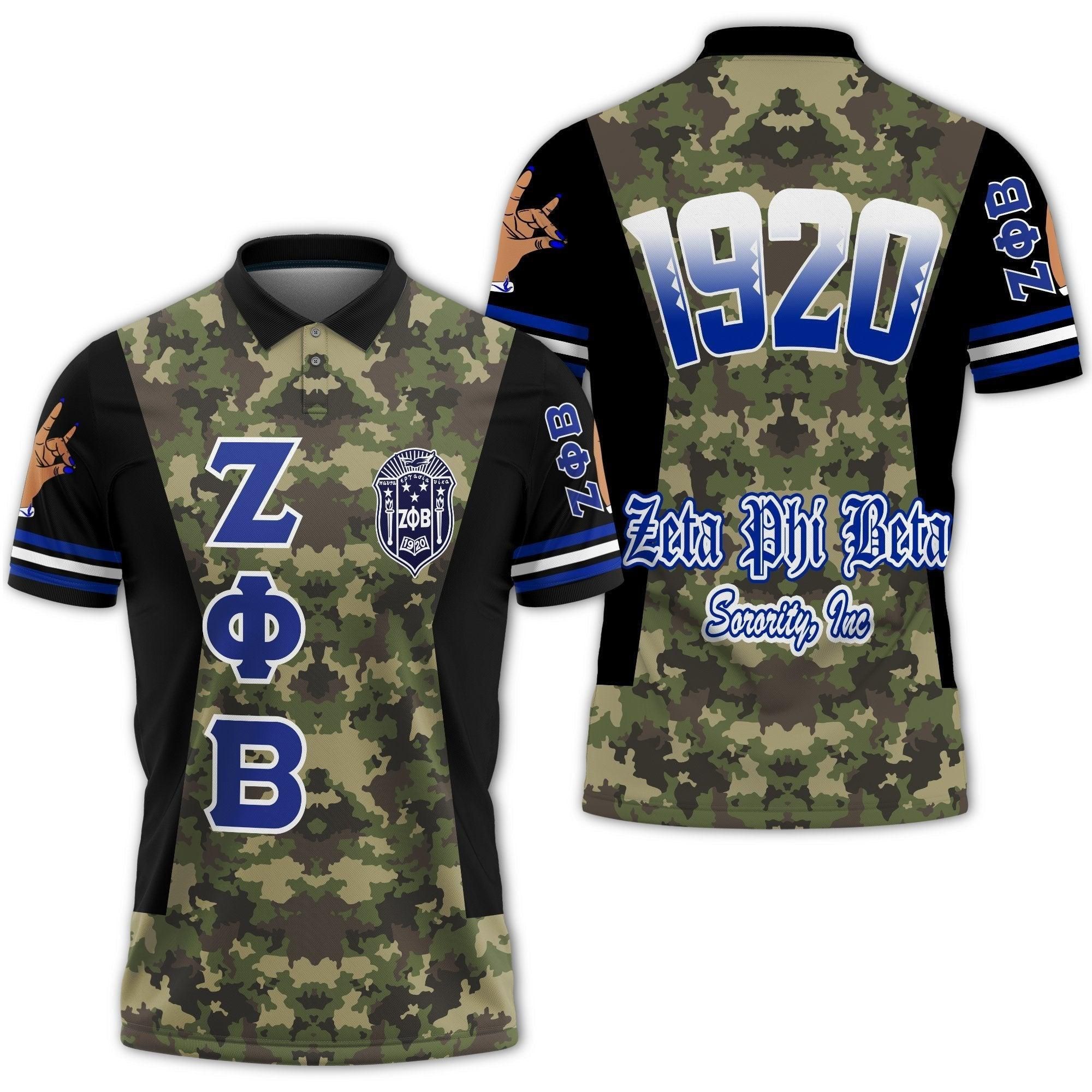 Zeta Phi Beta Sorority Camouflage Polo Shirt