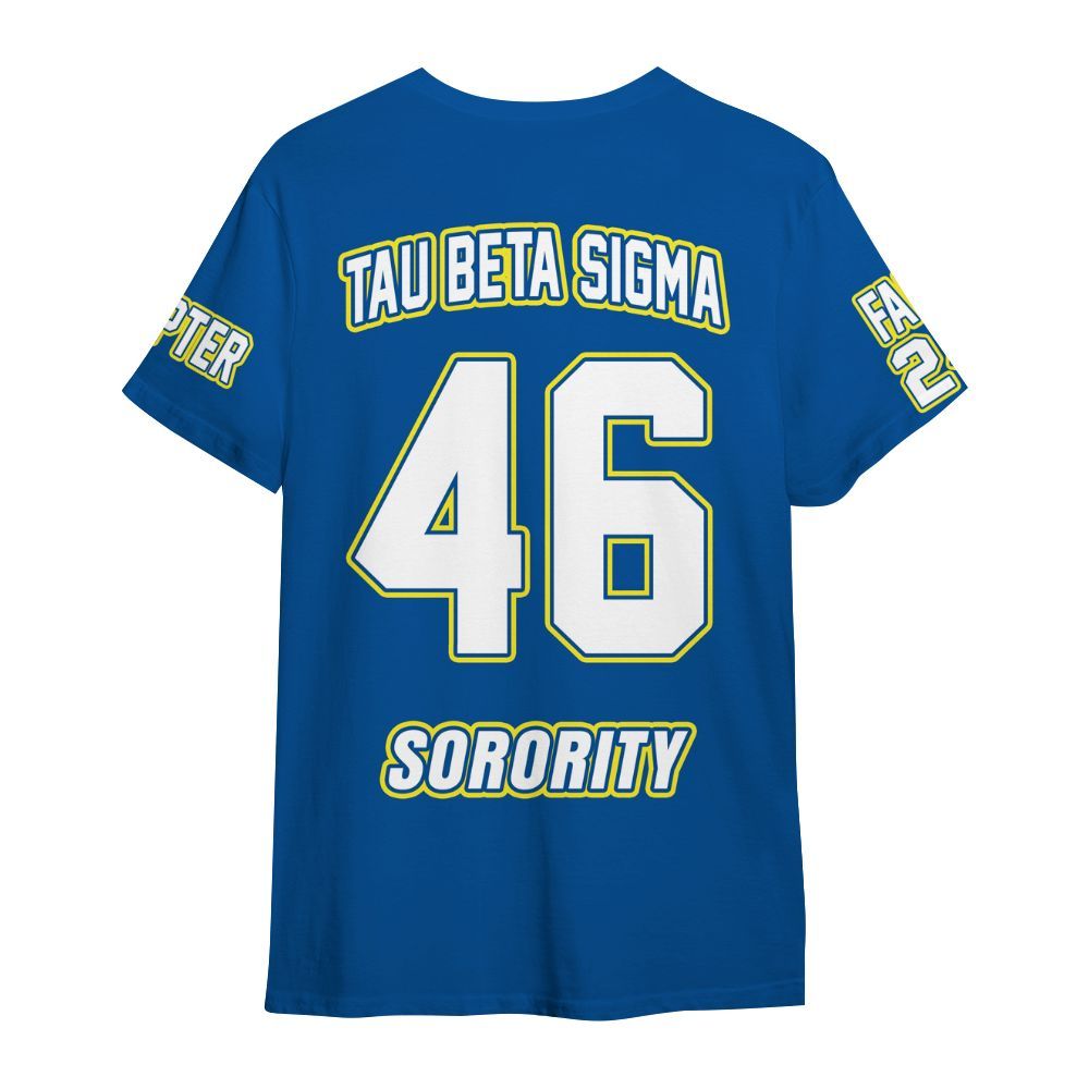 Ireishprint Tau Beta Sigma Custom Chapter Shirt, Personalized Blue White Shirt Tau Beta Sigma Sorority Shirt