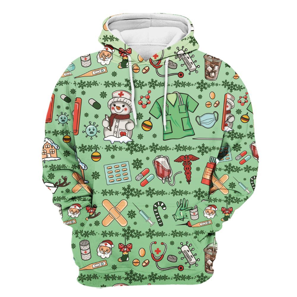 Amare Box Nurse Stuff 3D Shirt, Xmas, Nurse Coquette, Nurse Christmas, Gift For Nurse Unisex Hoodie