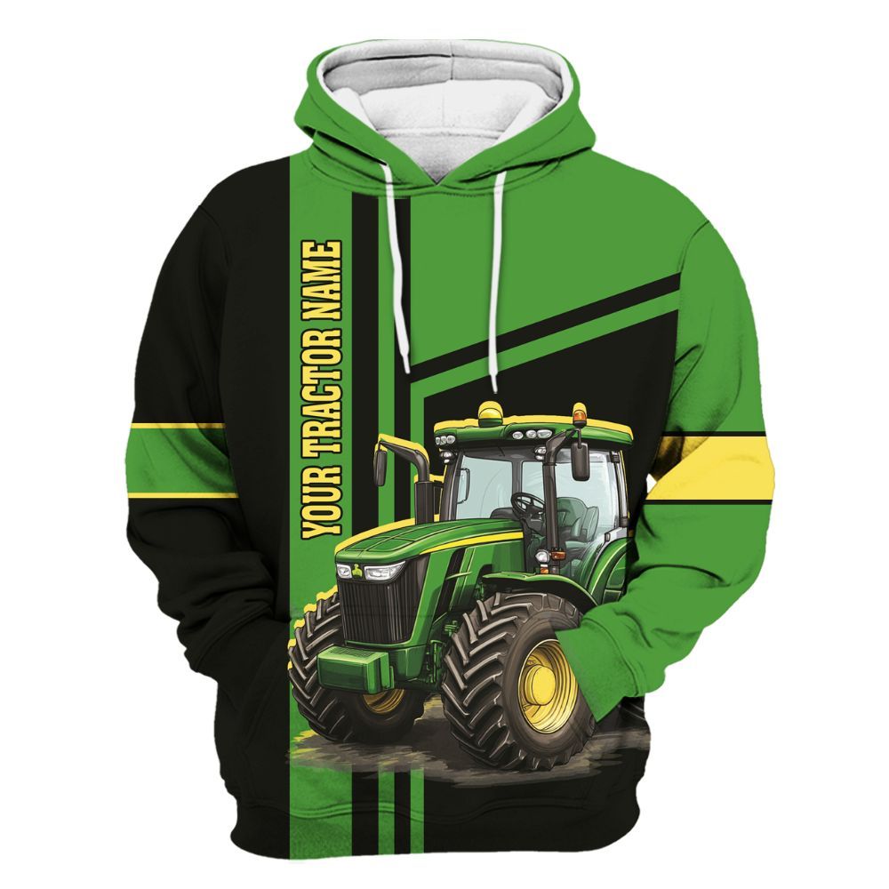 Amare Box Farm Tractor Shirt, Green Tractor, Custom Tractor Name, Custom Name, Tractor Clipart, Vintage Tractor, Gift For Farm Lover Unisex Hoodie