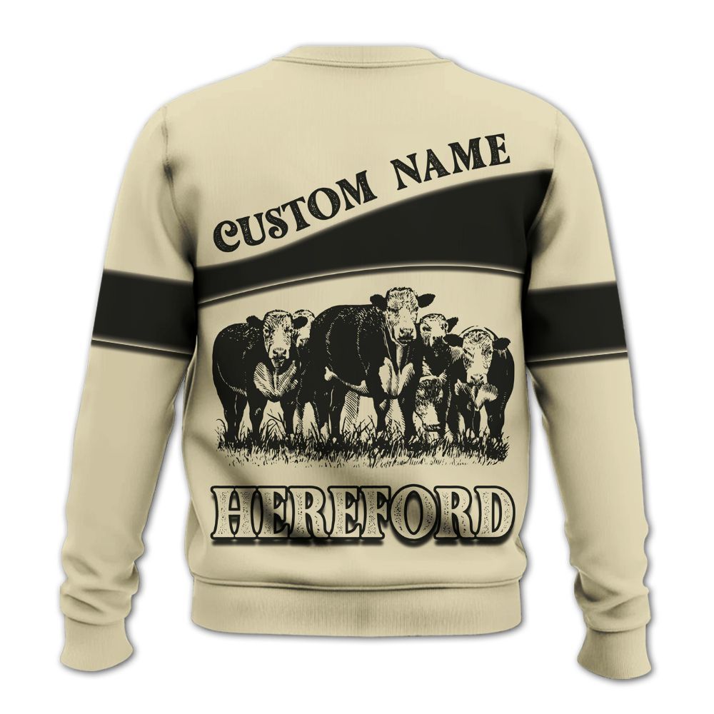 Amare Box Cow Farm Shirt, Cow Crew Farm, Hereford Cow, Farm Cow, Cow Shirt, Farm Shirt, Cow Lover, Custom Name Gift Shirt For Farmer Knitted Sweater