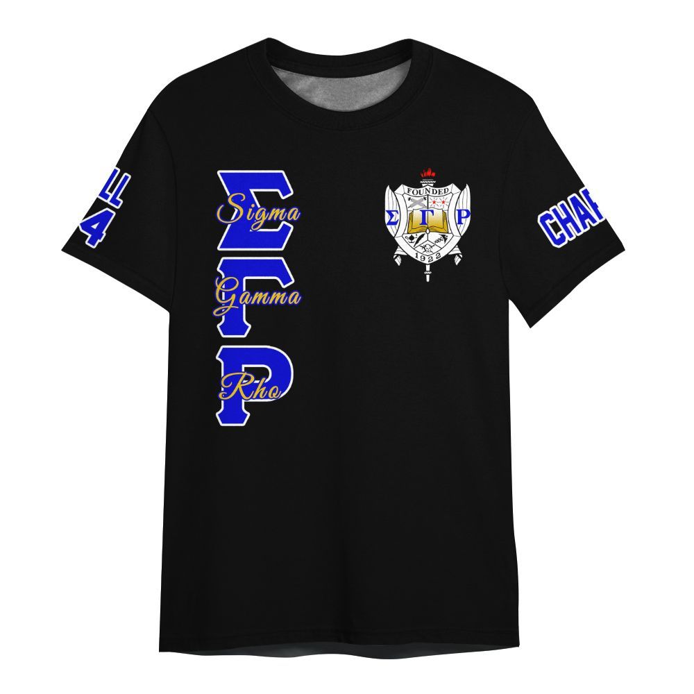 Ireishprint Sigma Gamma Rho Custom Chapter Shirt, Personalized Black Royal Blue 1922 Sorority Shirt