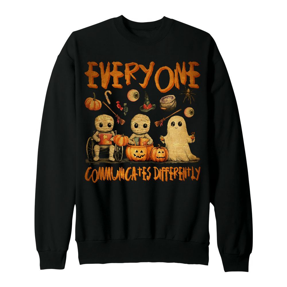 Amare Box Boo Halloween Shirt, Retro Everyone Communicates Differently Season Gift For Fan Unisex Sweatshirt