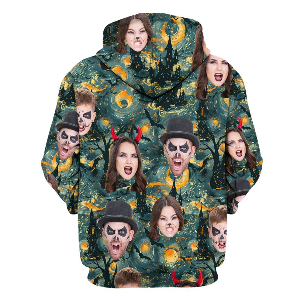 Amare Box Custom Face Photo Halloween Hawaiian Shirt, Funny Family Halloween Party Unisex Hoodie