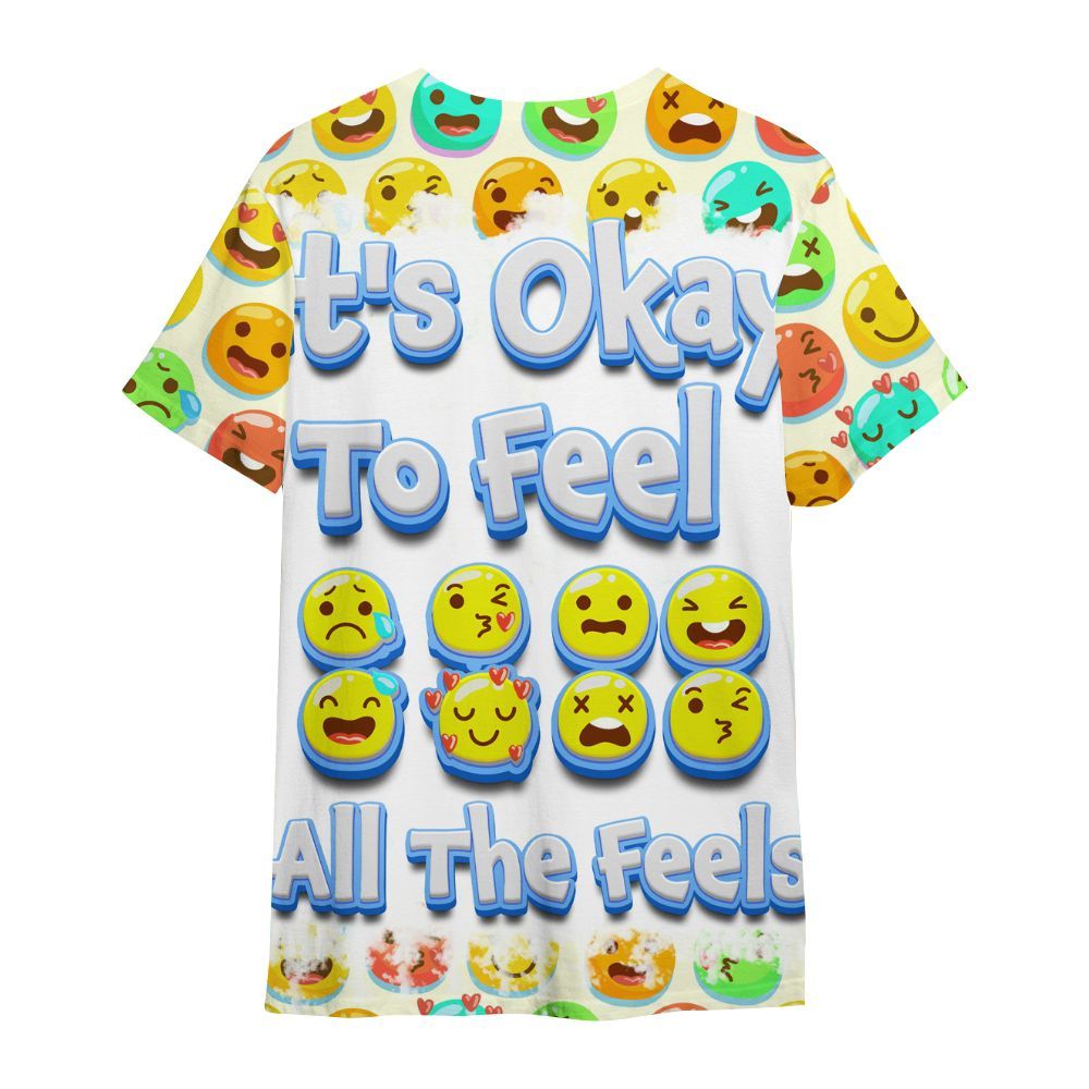 Amare Box It's Ok To Feel All The Feels Autism Awareness Shirt, Mental Heath Special Education All Over Print Unisex Shirt