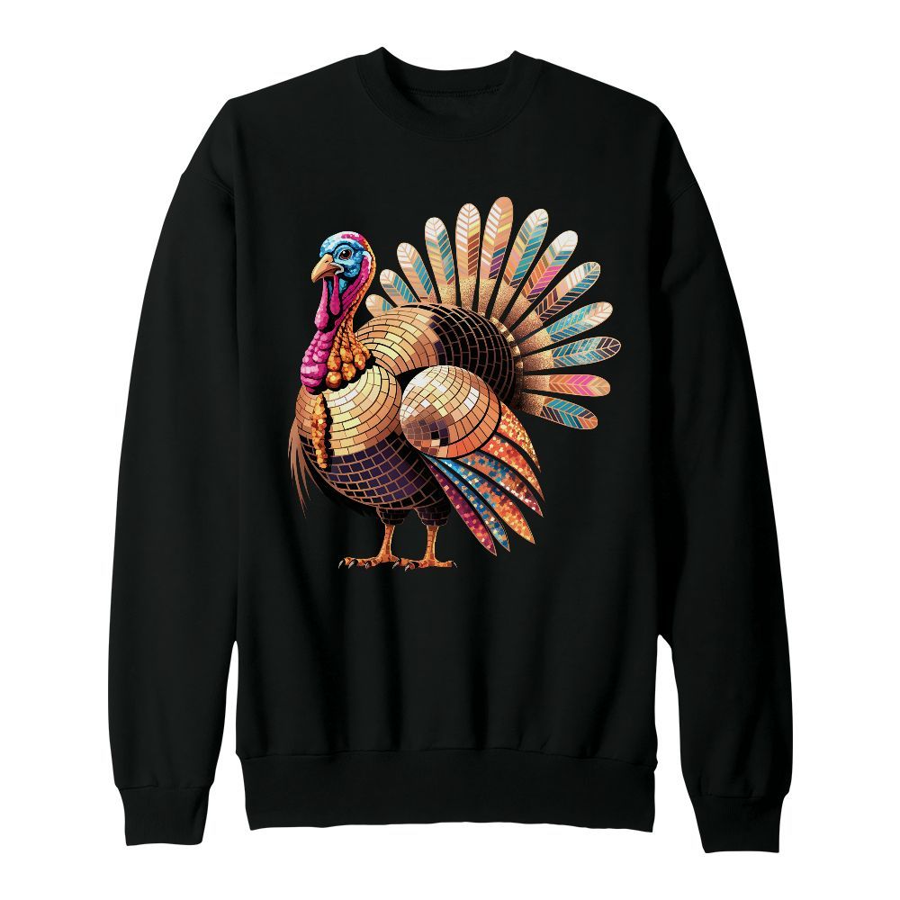 Amare Box Thanksgiving Turkey Disco Ball, Thanksgiving Thankful Coquette, Turkey Day Gift Unisex Sweatshirt