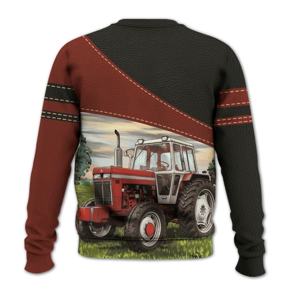Amare Box Farm Tractor Shirt, Red Tractor, Custom Name Shirt, Tractor Clipart, Love Tractor, Vintage Tractor, Gift For Loves Farmer Knitted Sweater