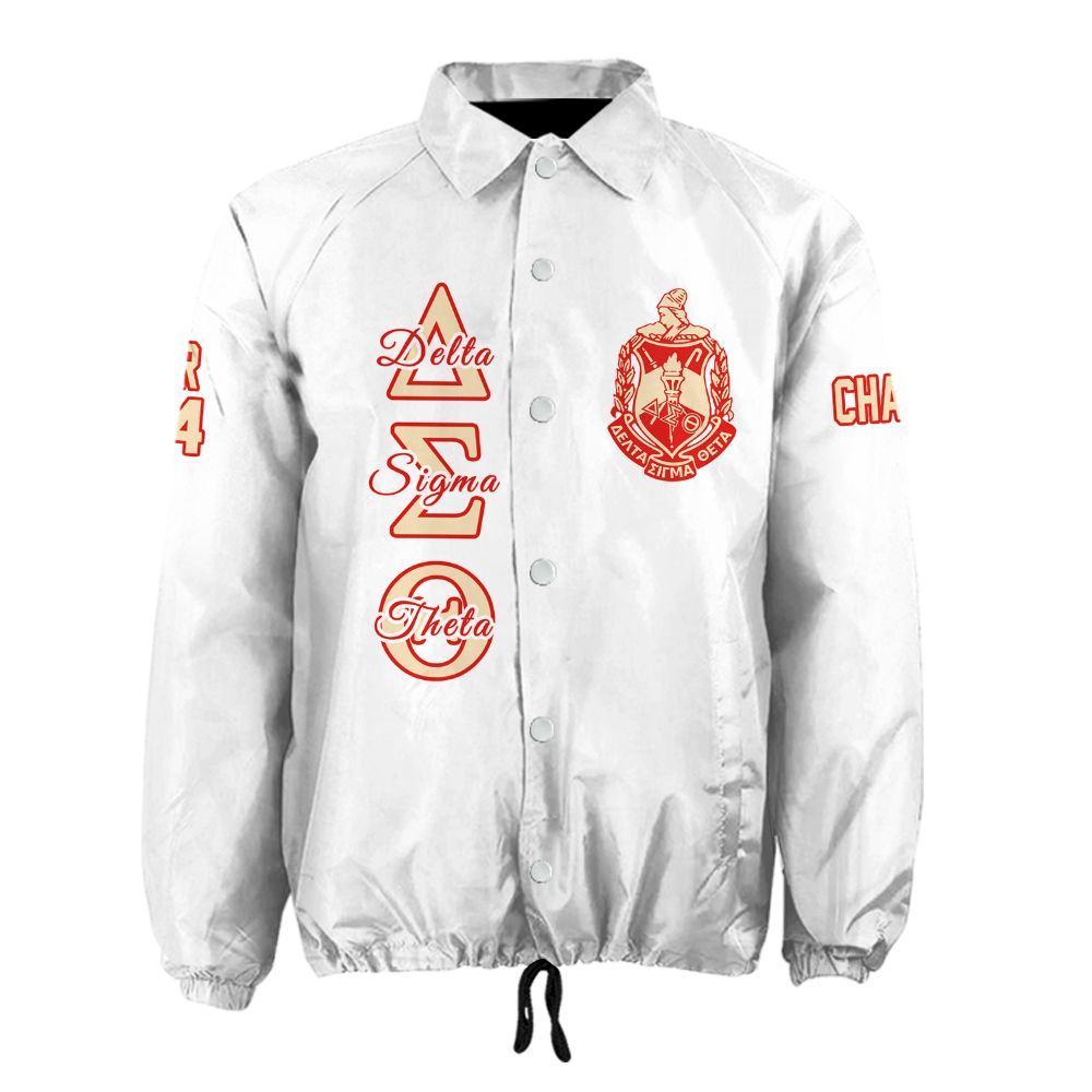 Ireishprint Delta Sigma Theta Custom Line Crossing Jacket, White Line Simple Style Delta Sigma Theta Jacket Sorority Crossing Jacket