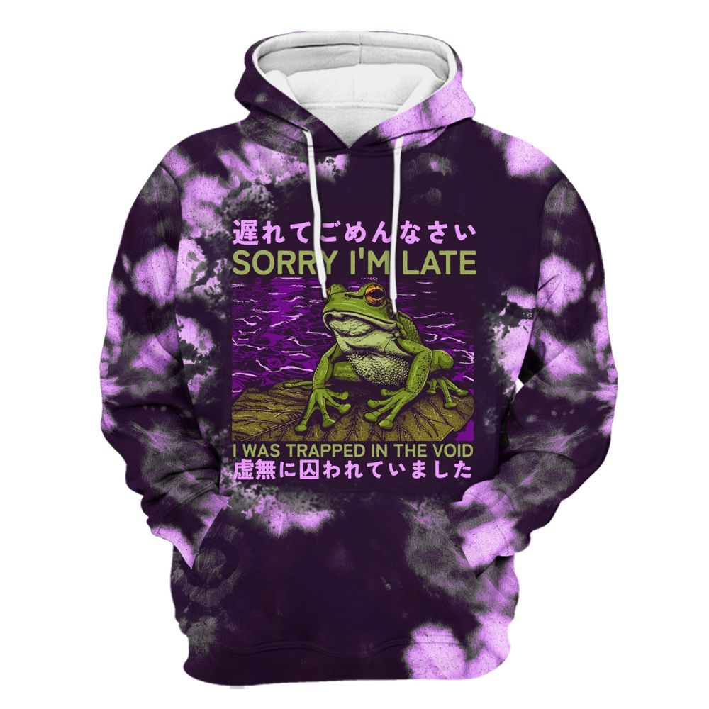 Amare Box Sorry Im Late Frog Japanese Shirt, Tokyo Vintage Frog Funny Retro Unisex Hoodie