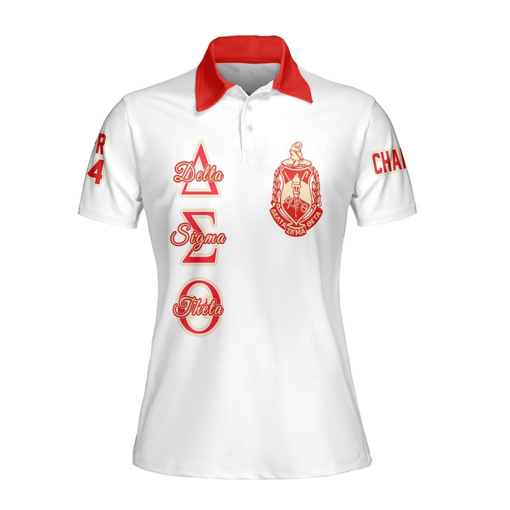 Ireishprint Delta Sigma Theta Custom Chapter Polo Shirt, Personalized White Crimson Polo Shirt Delta Sigma Theta Since 1913 Sorority Polo Shirt