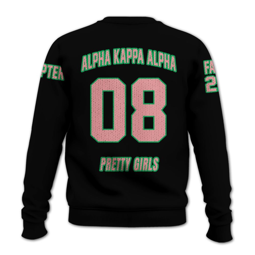 Ireishprint A.K.A Custom Chapter Shirt, Personalized Black Shirt 1908 Sorority Knitted Sweater