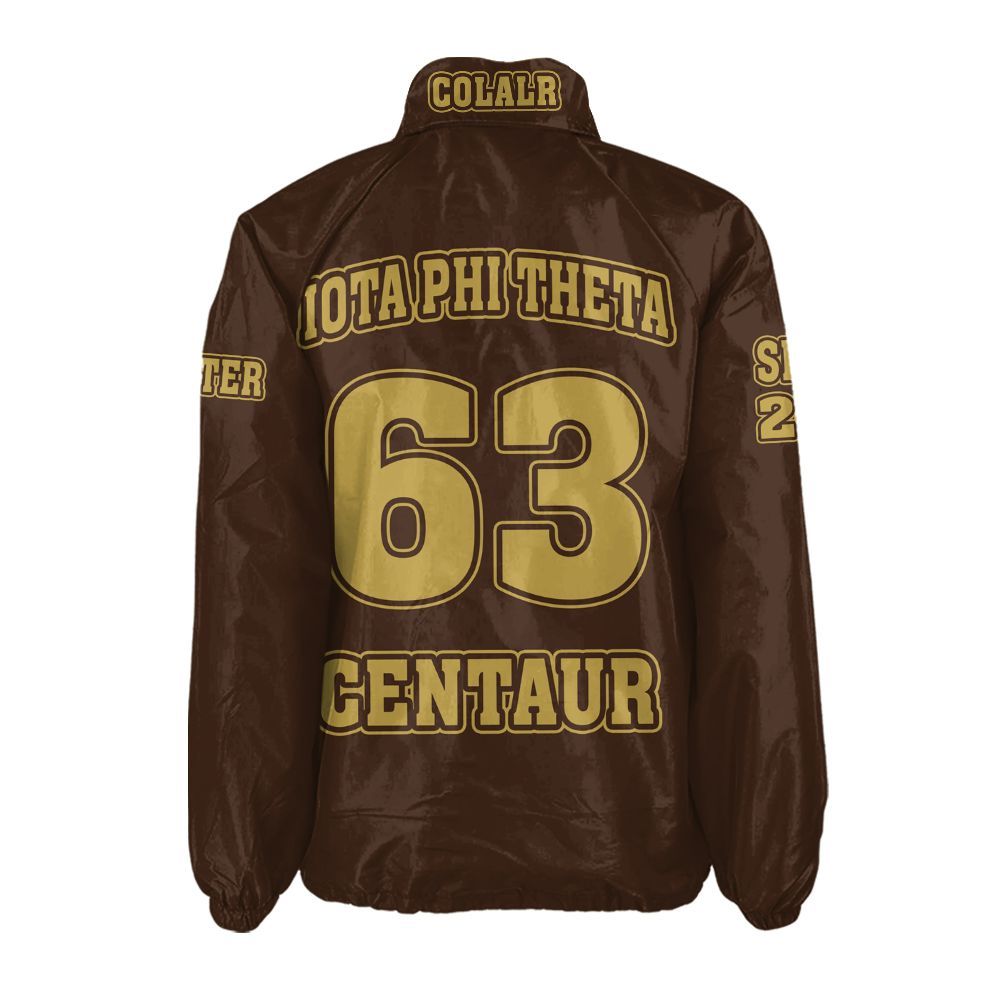 Ireishprint Iota Phi Theta Custom Line Crossing Jacket, Personalized Charcoal Brown Jacket Iota Phi Theta Fraternity Crossing Jacket