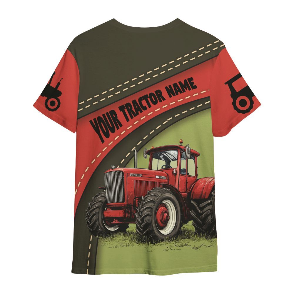 Amare Box Farm Tractor Shirt, Red Tractor, Custom Tractor Name, Tractor Clipart, Love Tractor, Vintage Tractor, Gift For Farm Lover All Over Print Unisex Shirt