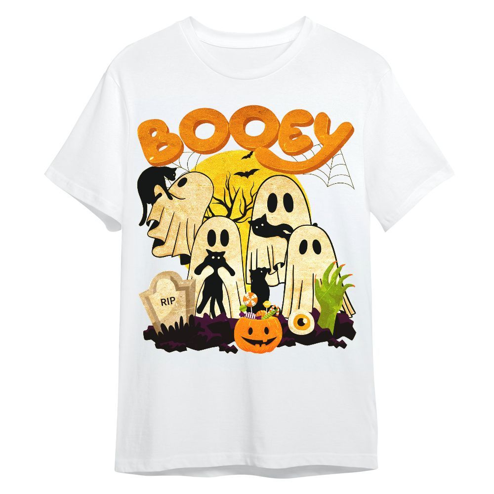 Amare Box Funny Cat Ghost Halloween Shirt, Retro Booey Ghost Cat Halloween Crew Gift For Fan Unisex Shirt