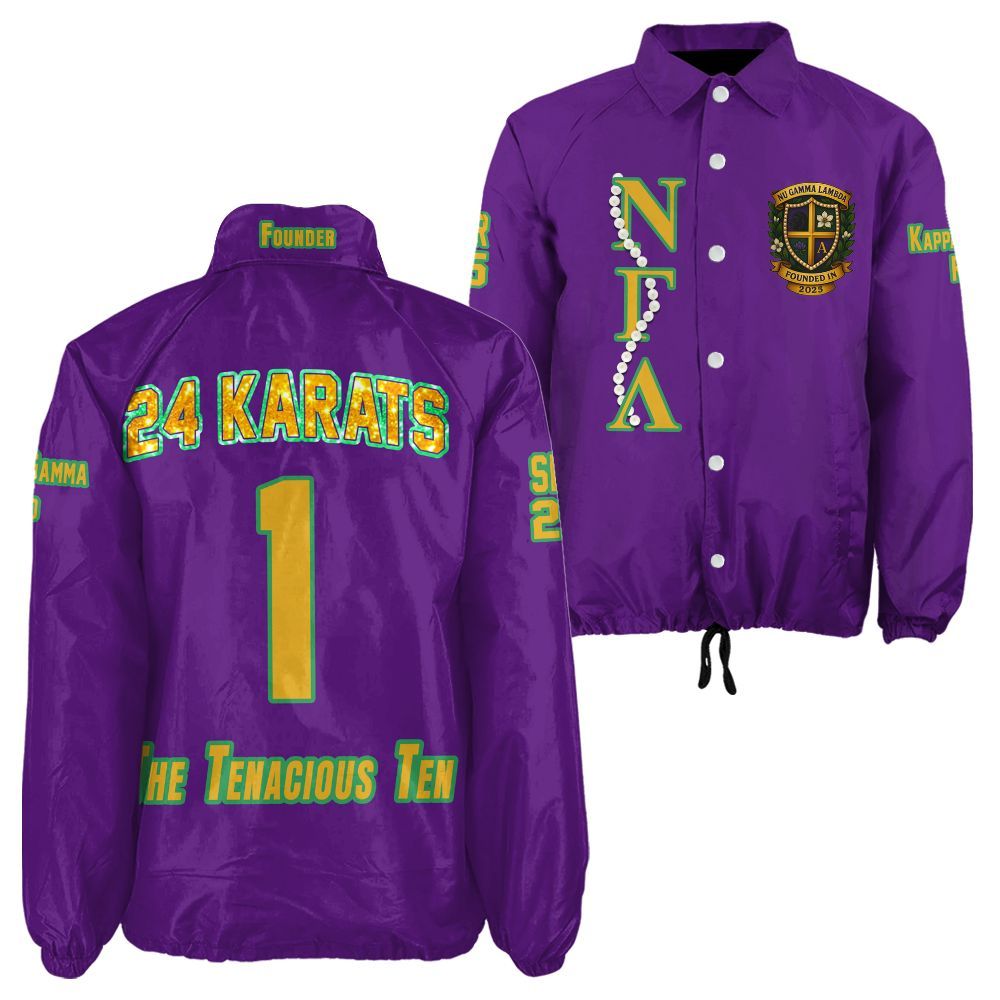 Ireishprint Nu Gamma Lambda Custom Line Crossing Jacket, Personalized Purple Nu Gamma Lambda Sorority Crossing Jacket