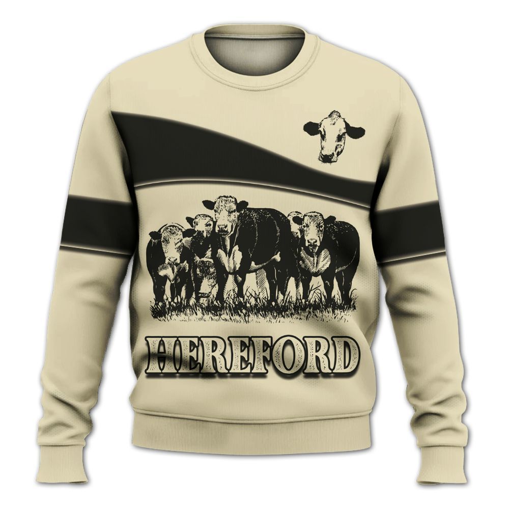 Amare Box Cow Farm Shirt, Cow Crew Farm, Hereford Cow, Farm Cow, Cow Shirt, Farm Shirt, Cow Lover, Custom Name Gift Shirt For Farmer Knitted Sweater