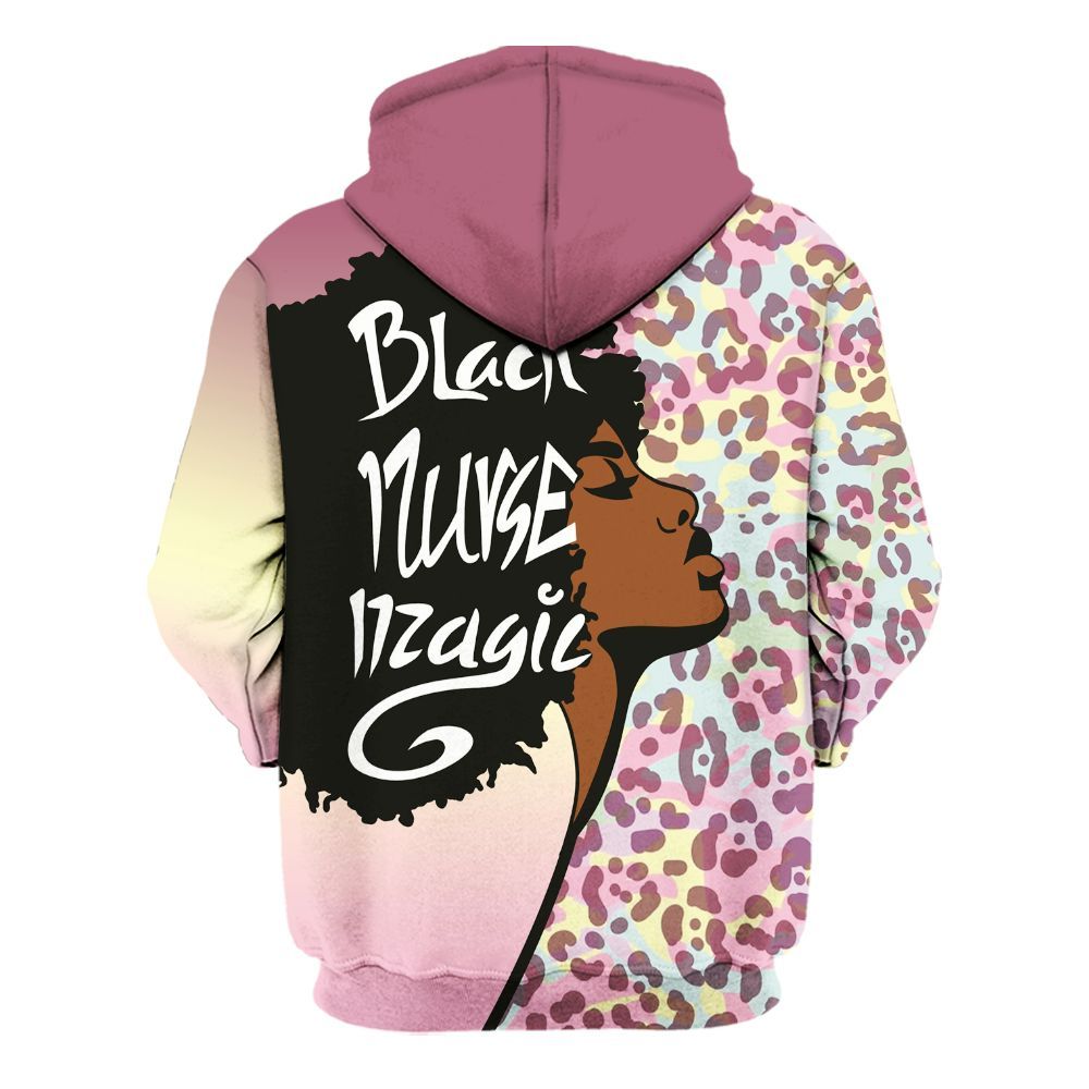 Amare Box Black Nurse Shirt, Black Nurse Magic, Custom Name Shirt, Nurse Leopard Print, Nurse Clipart, Gift For Black Nurse Unisex Hoodie