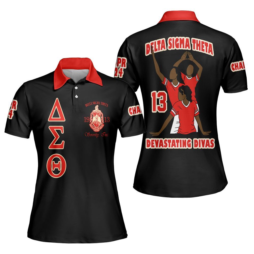 Ireishprint Delta Sigma Theta Custom Chapter Polo Shirt, Personalized Crimson Polo Shirt Delta Sigma Theta Sorority Polo Shirt