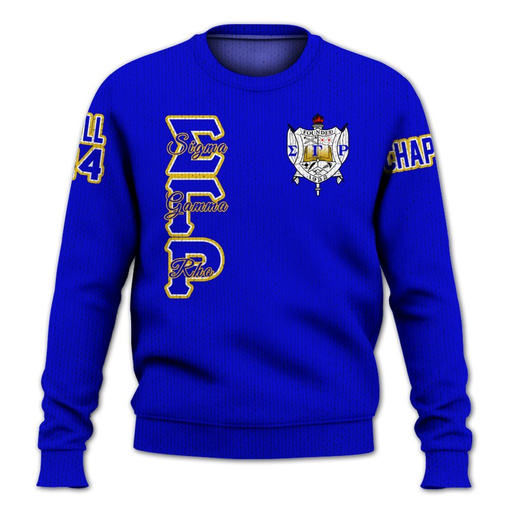 Ireishprint Sigma Gamma Rho Custom Chapter Shirt, Personalized Royal Blue Shirt 1922 Sorority Knitted Sweater