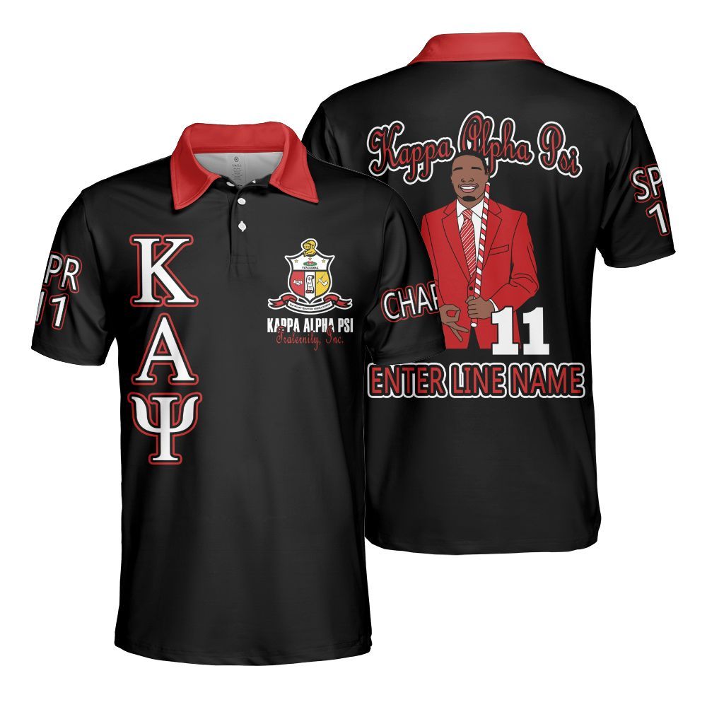 Ireishprint ΚΑΨ Custom Chapter Polo Shirt, Personalized Black Polo Shirt ΚΑΨ 1911 Fraternity Polo Shirt