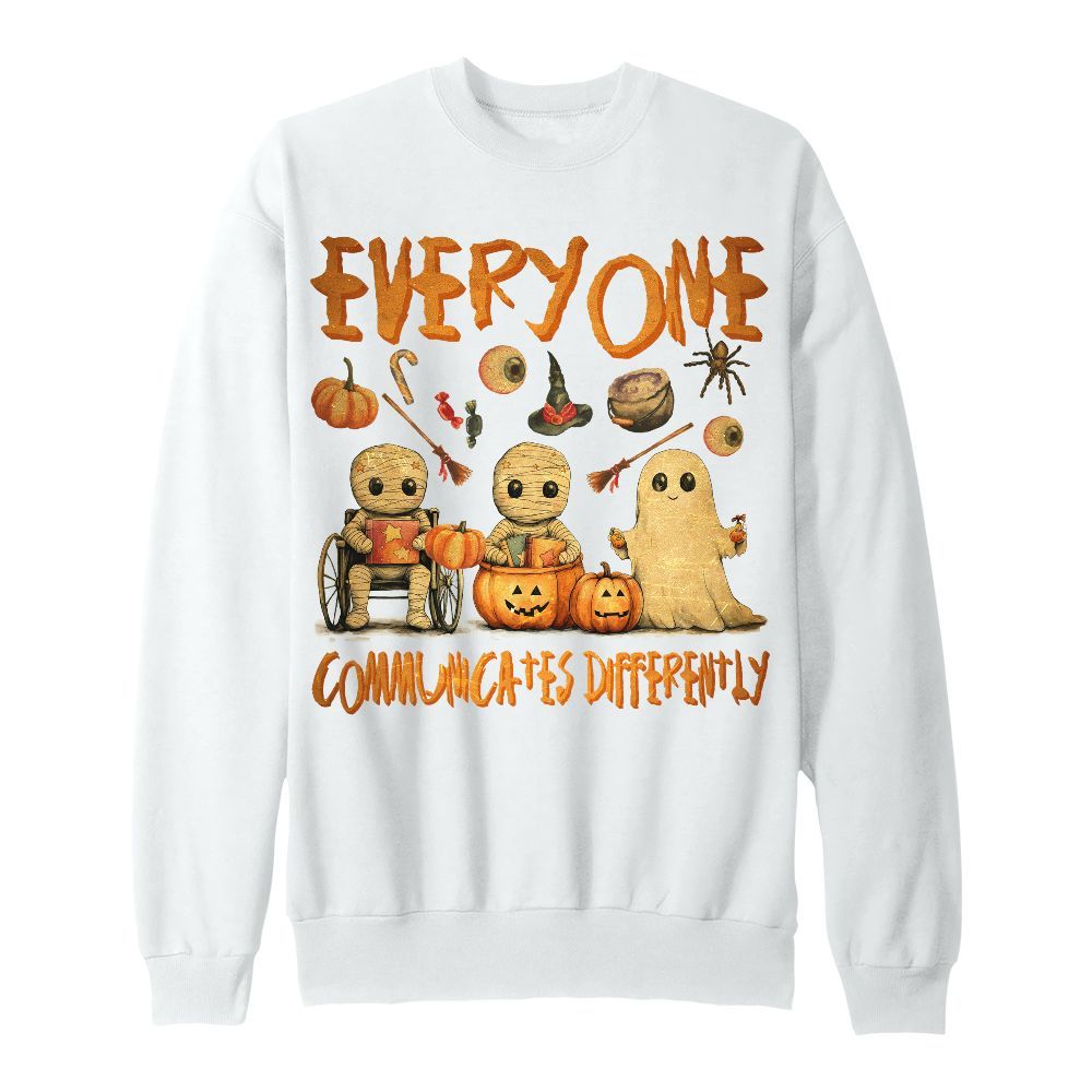 Amare Box Boo Halloween Shirt, Retro Everyone Communicates Differently Season Gift For Fan Unisex Sweatshirt