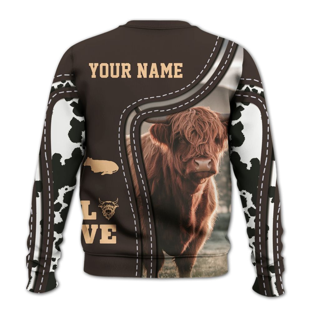 Amare Box Cow Farm Shirt, Vintage Highland Cow, Highland Cow, Cute Cow, Cow Shirt, Farm Shirt, Cow Lover, Custom Name Gift Shirt For Farmer Knitted Sweater