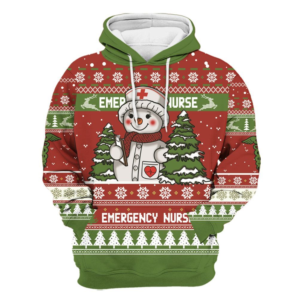 Amare Box Emergency Nurse, Snow Nurse, Merry Xmas Christmas Party Gift For Nurse Unisex Hoodie
