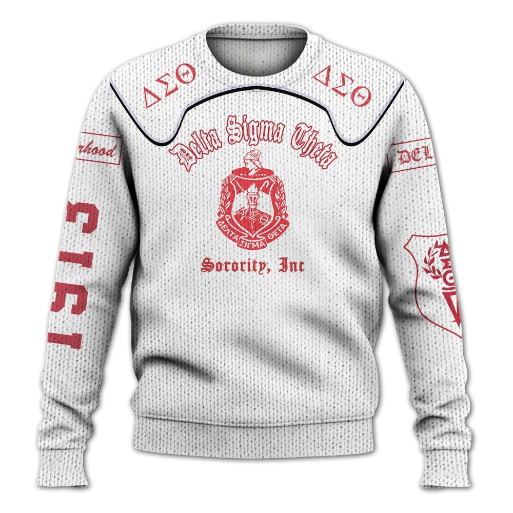 Ireishprint Delta Sigma Theta Varsity Jacket, Delta Sigma Theta White Varsity Jacket Sorority Knitted Sweater