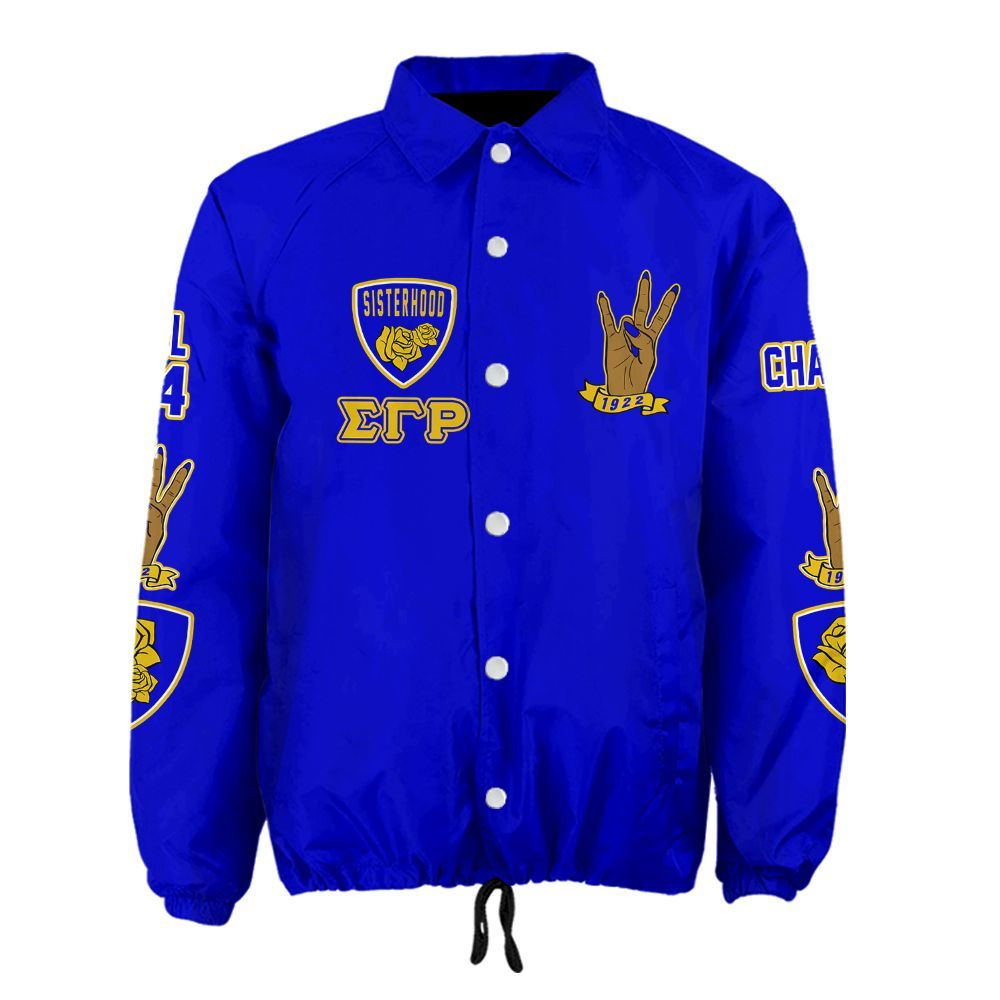 Ireishprint Sigma Gamma Rho Custom Line Crossing Jacket, Personalized Hand Sign Yellow Tea Rose Jacket Sigma Gamma Rho Sorority Crossing Jacket