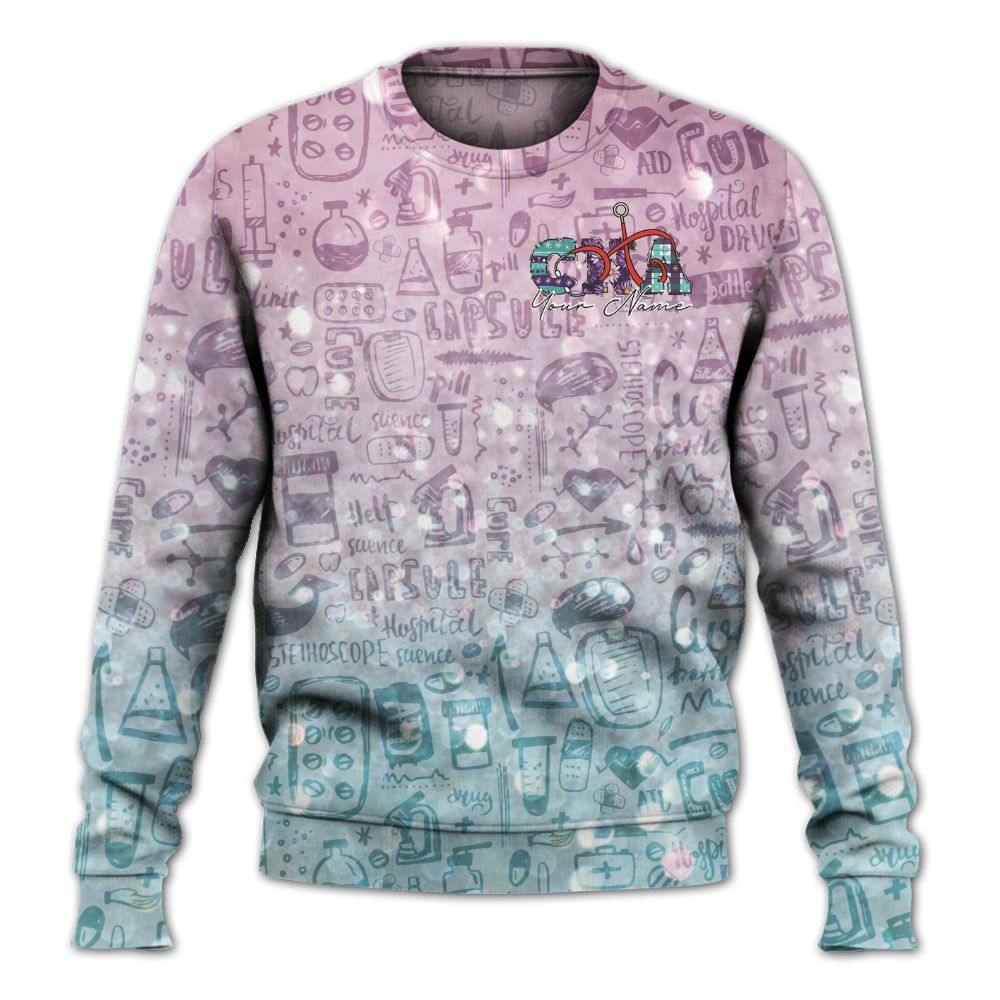 Amare Box Nurse Shirt, Livin That CNA Life, Custom Name Shirt, CNA Stuff, CNA Clipart, Gift For CNA Knitted Sweater