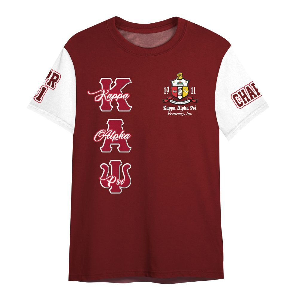 Ireishprint ΚΑΨ Custom Chapter Shirt, Personalized Crimson Shirt White Sleeve Since 1911 Fraternity Shirt