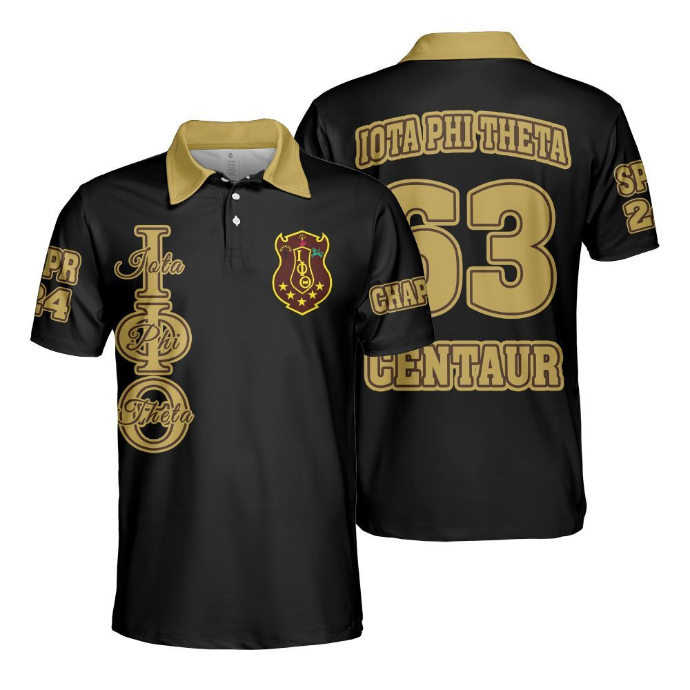 Ireishprint Iota Phi Theta Custom Chapter Polo Shirt, Personalized Black Polo Shirt Iota Phi Theta Fraternity Polo Shirt