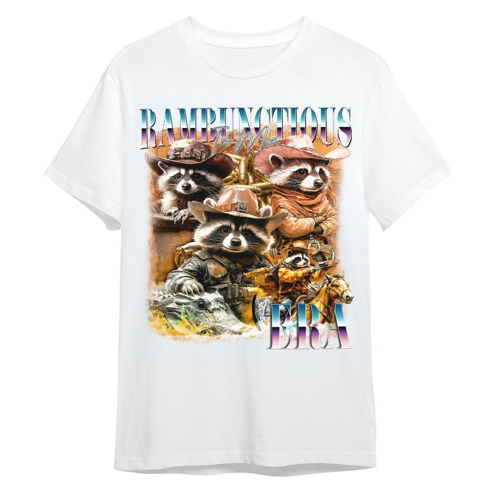 Amare Box Retro In My Rambunctious Era Shirt, Funny Cowboy Cowboy Raccoon West Country Cute Unisex Shirt