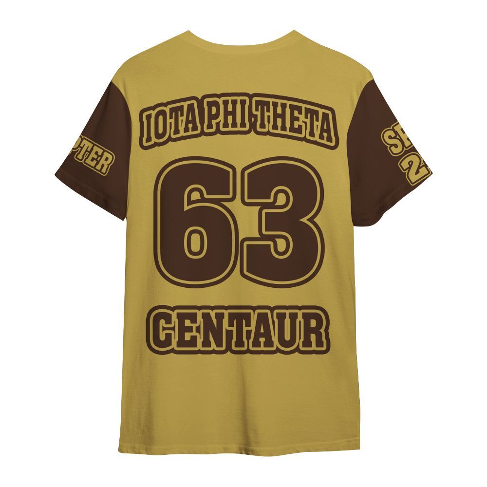 Ireishprint Iota Phi Theta Custom Chapter Shirt, Personalized Charcoal Brown Sleeves Gilded Gold Shirt Iota Phi Theta Fraternity Shirt
