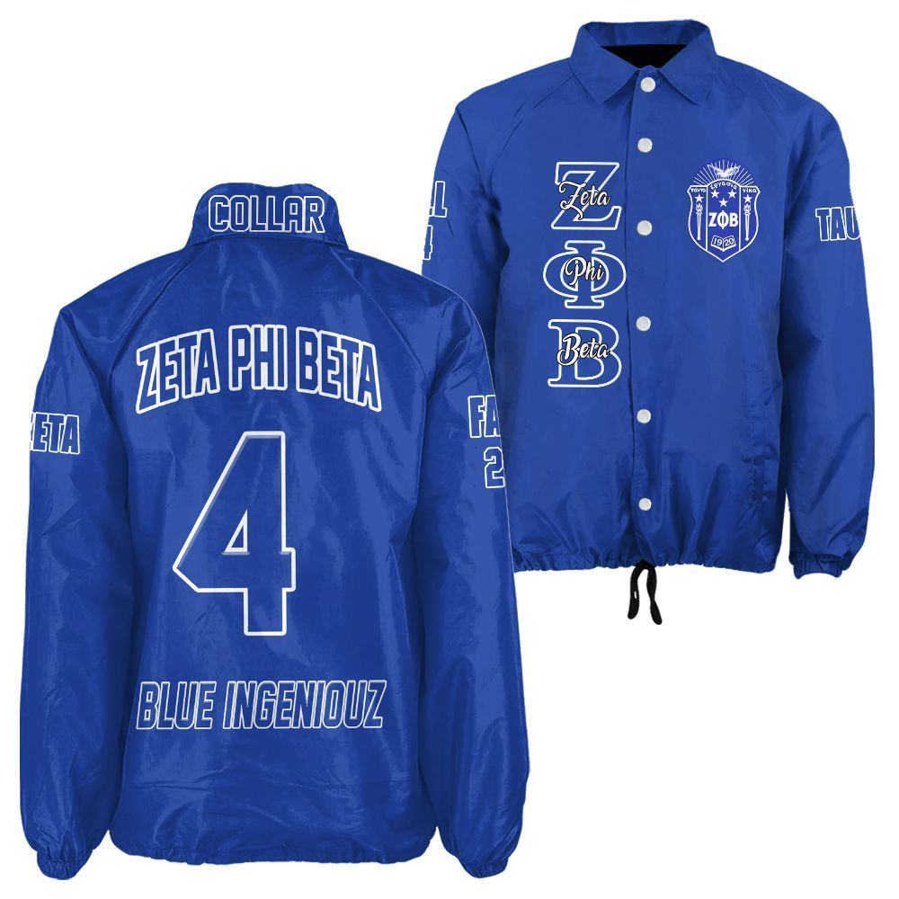 Ireishprint Zeta Phi Beta Custom Line Crossing Jacket, Personalized Simple Blue Z Phi B Jacket 1920 Zeta Phi Beta Sorority Crossing Jacket