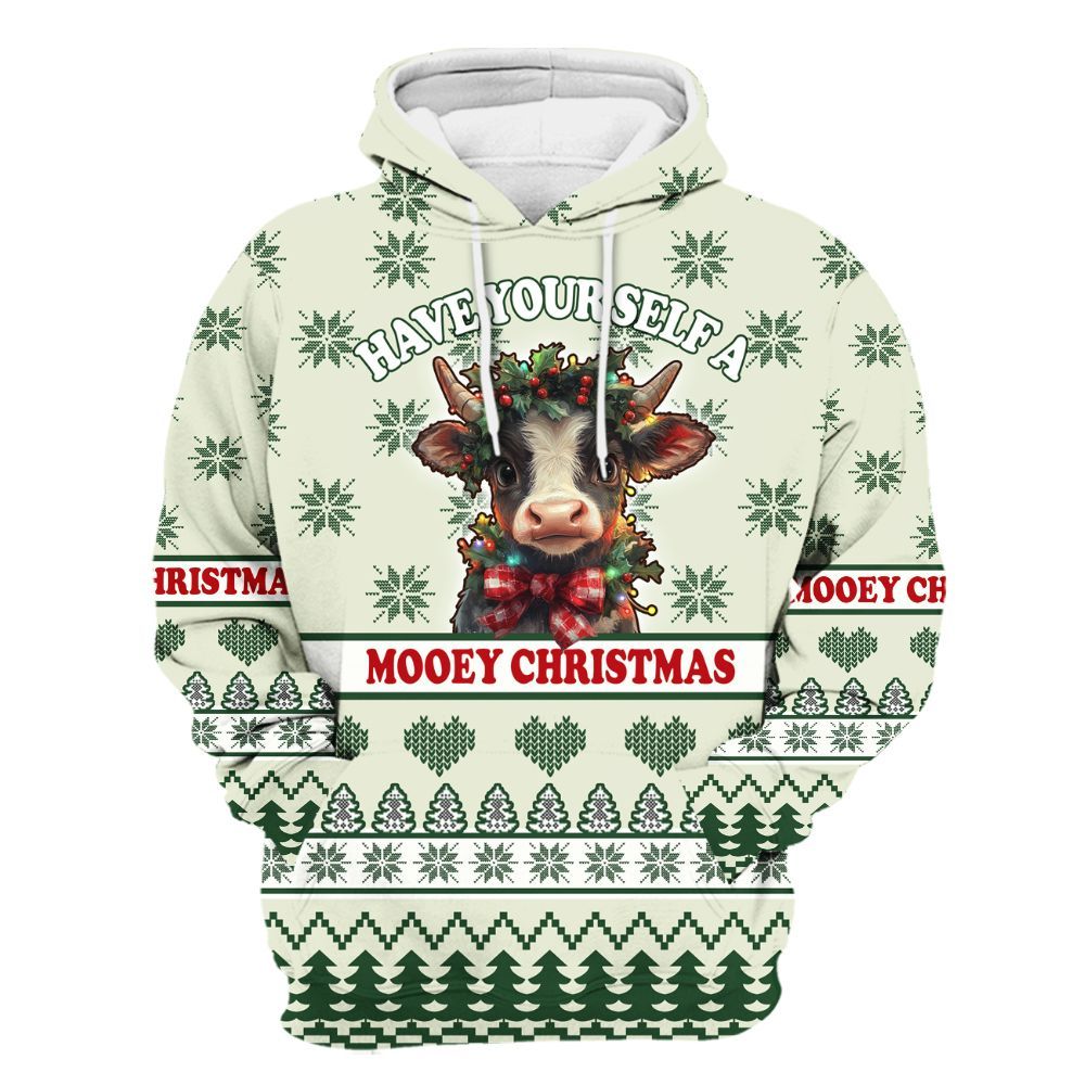 Amare Box Farm Have Yourself A Mooey Christmas Shirt, Christmas Country Farm, Cute Farm Cow, Christmas Unisex Gift Shirt Unisex Hoodie