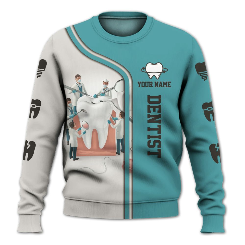 Amare Box Dental Shirt, Dentists Fixing Teeth, Dential Assistant, Dental Hygienist, Dental Office, Custom Name Gift Shirt For Dentist Knitted Sweater