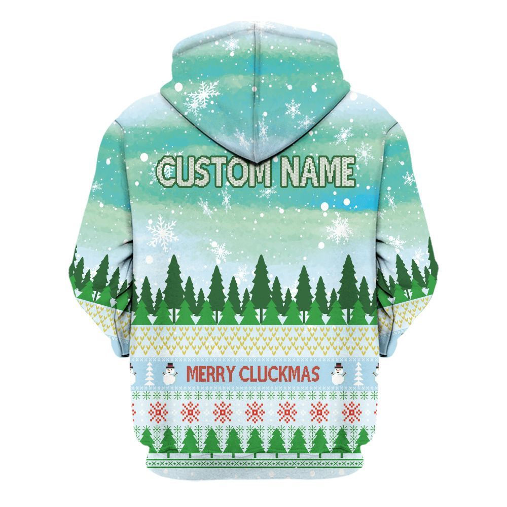 Amare Box Christmas Farm Animal Merry Cluckmas Shirt, Farm Xmas, Cute Chicken, Christmas Unisex Custom Name Gift Shirt Unisex Hoodie