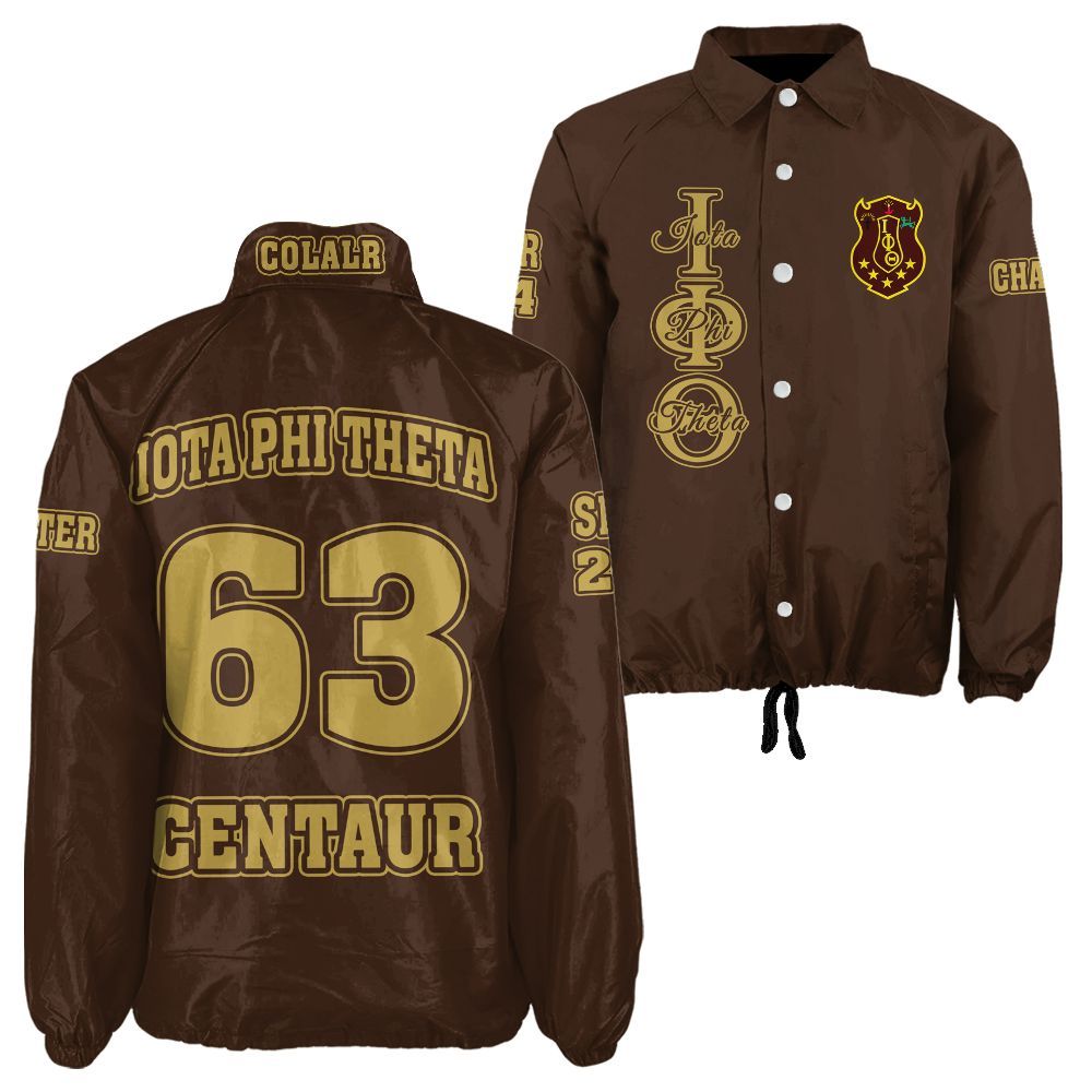Ireishprint Iota Phi Theta Custom Line Crossing Jacket, Personalized Charcoal Brown Jacket Iota Phi Theta Fraternity Crossing Jacket