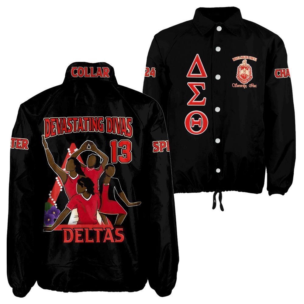 Ireishprint Delta Sigma Theta Custom Line Crossing Jacket, Founded 1913 Crimson Detas Girls Jacket Delta Sigma Theta Sorority Crossing Jacket