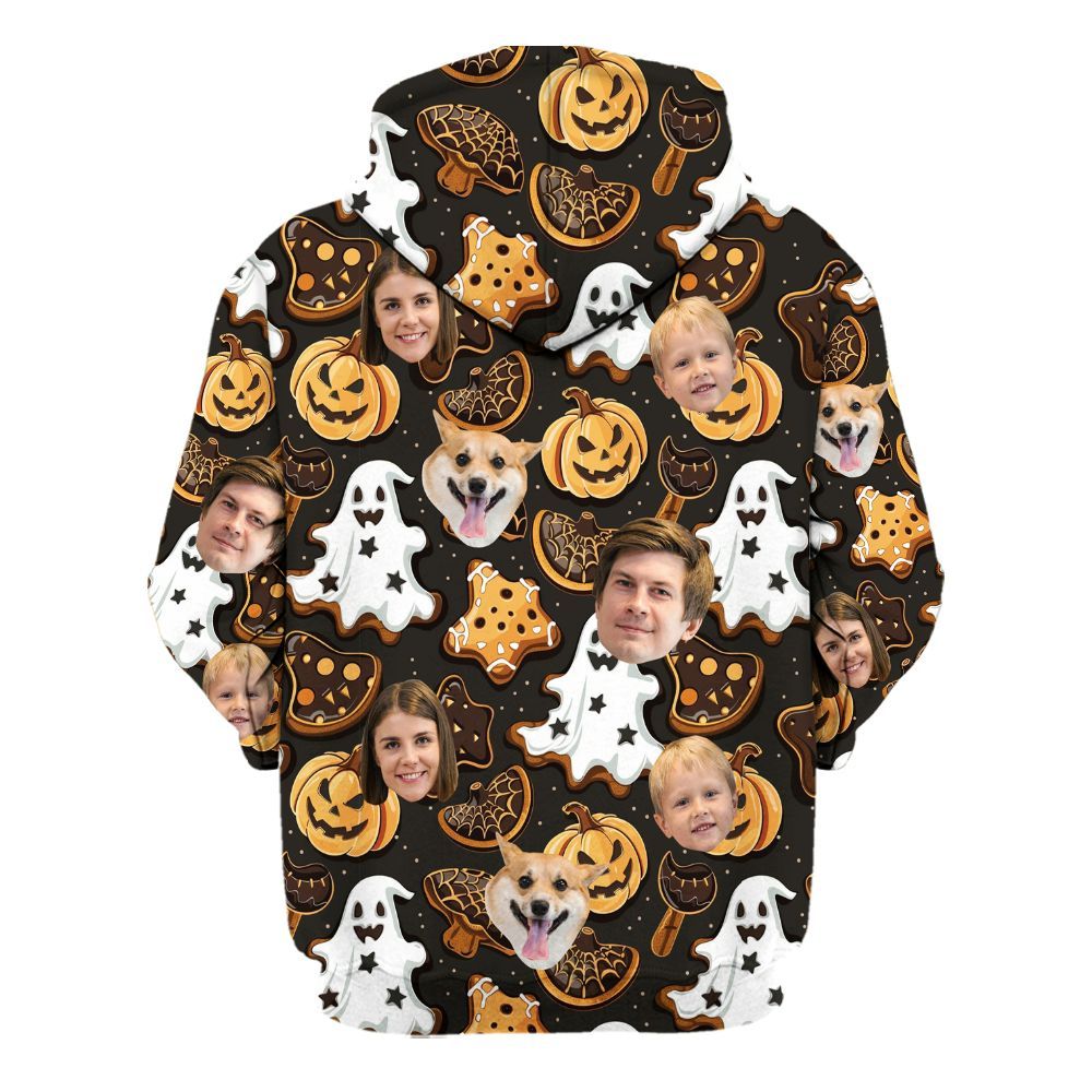 Amare Box Custom Face Halloween Hawaii Shirt, Magic Cookie Pumkin With Ghost, The Horror Candy Halloween Spooky Unisex Hoodie