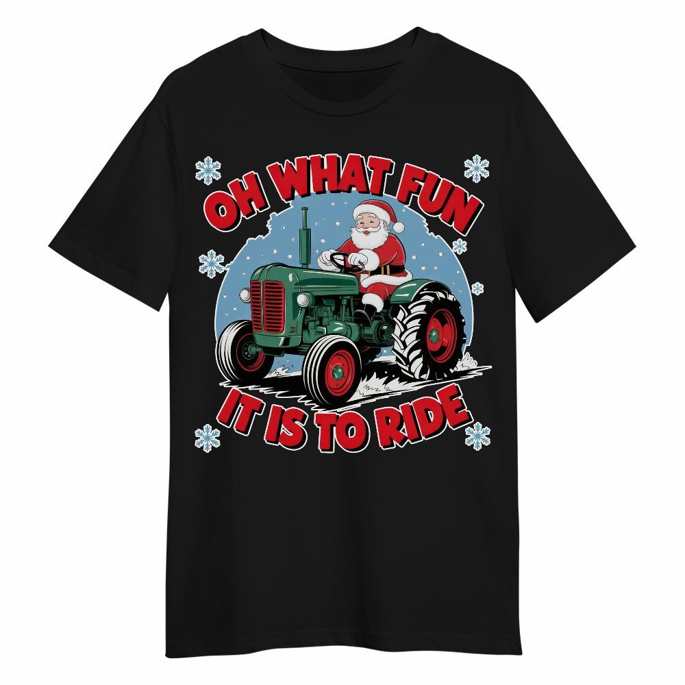 Amare Box Oh What Fun It Is To Ride Shirt, Farm Christmas Shirt, Gift For Farmer Family Members Unisex Shirt