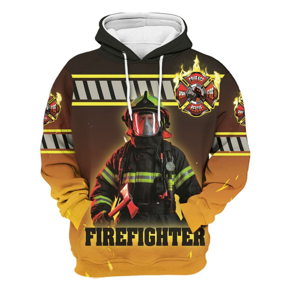 Amare Box Firefighter Shirt, Fireman In Fire, Military Firefighter, Unisex Firefighter Custom Name Gift Shirt For Fireman Unisex Hoodie