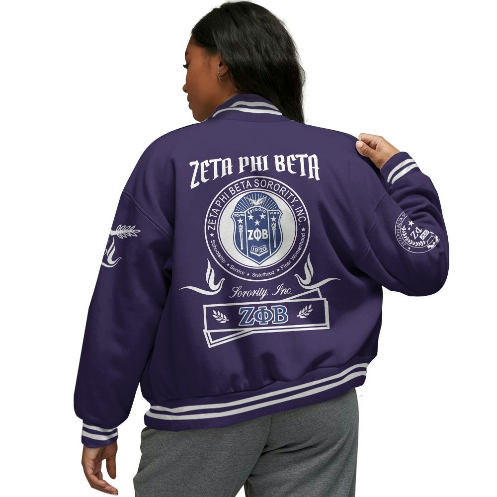 Ireishprint Zeta Phi Beta Varsity Jacket, Finer Womanhood Zeta Phi Beta Since 1920 Sorority Jacket