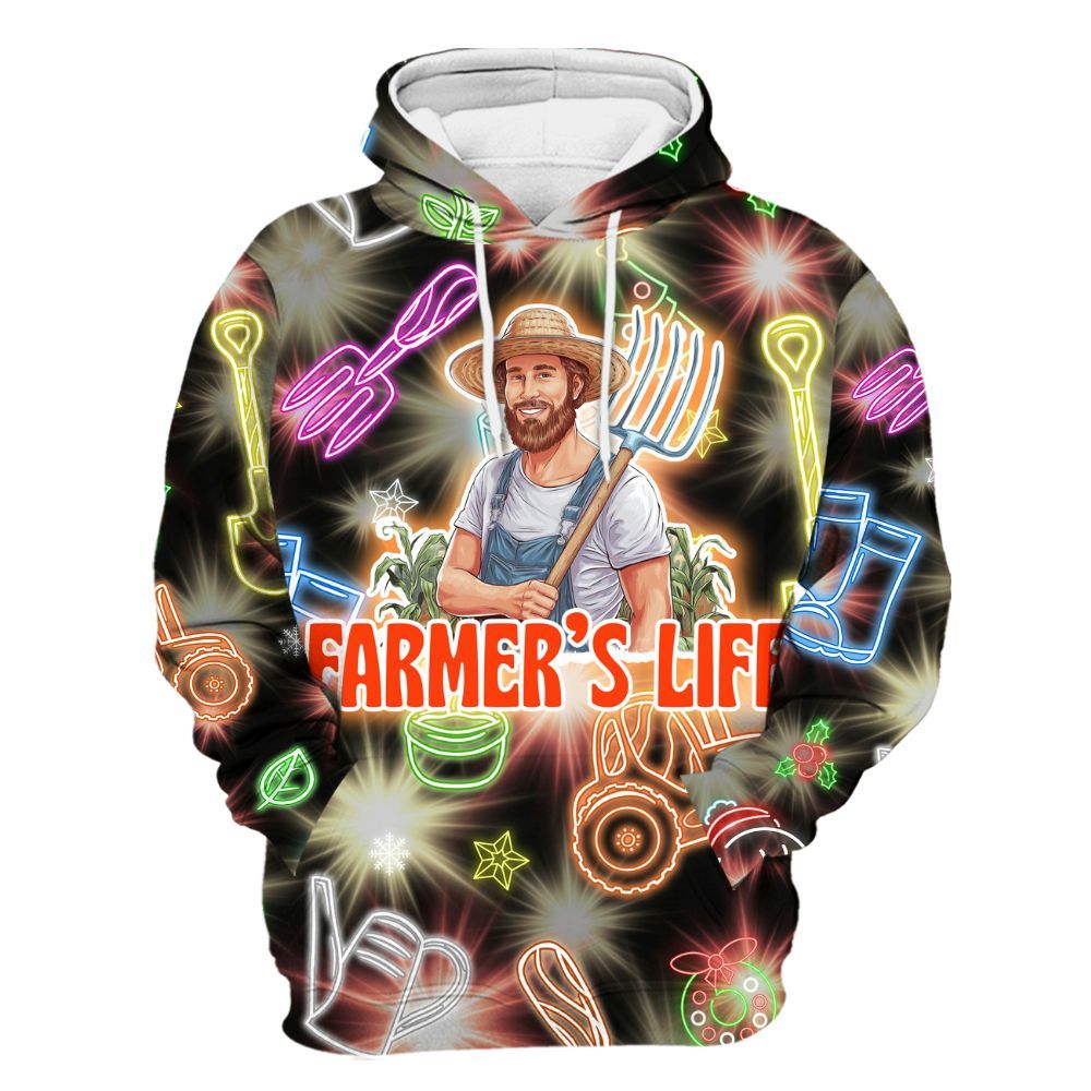 Amare Box Farm Shirt, Farm Neon, Farmer's Life, Christmas Farmer, Farm Icon, Christmas Unisex Custom Name Gift Shirt For Farmer Unisex Hoodie