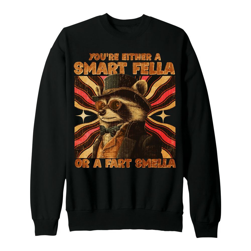 Amare Box Funny Capybara Retro Graphic Shirt, You're Either A Smart Fella Or A Fart Smella Gift Unisex Sweatshirt