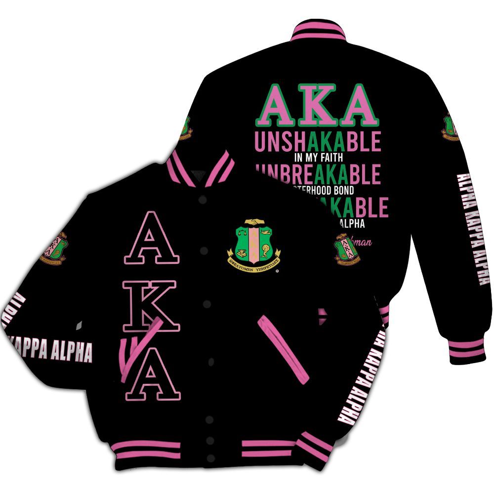 Ireishprint A.K.A Varsity Jacket, Salmon Pink And Apple Green Unbreakable Inspired 1908 Sorority Jacket